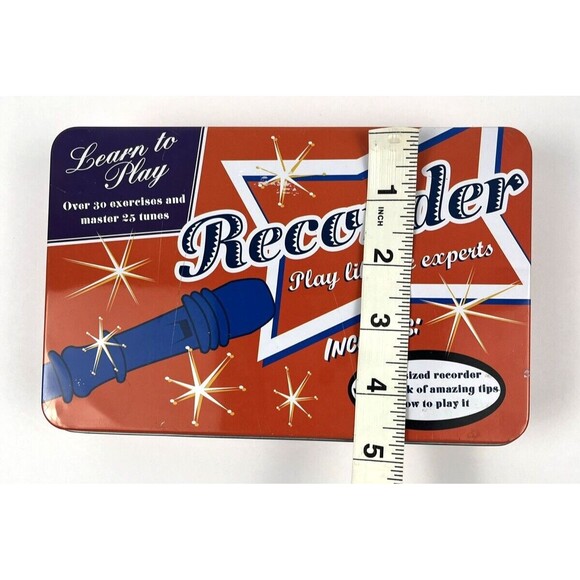 Learn To Play Recorder Book with Full Size Recorder  In Collectible Tin - Picture 10 of 11